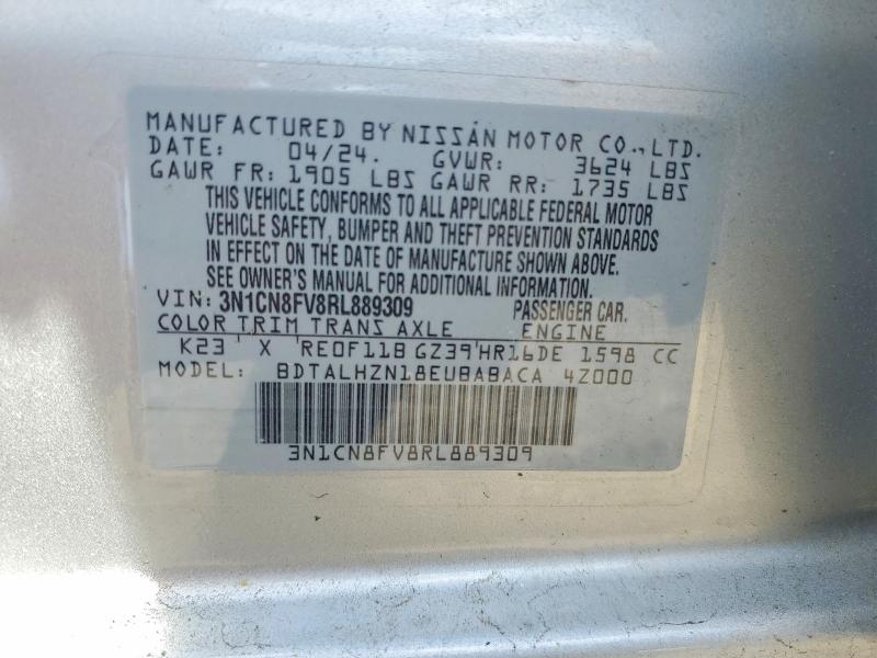 Продажа на аукционе авто 2024 Nissan Versa, vin: 3N1CN8FV8RL889309, номер лота: 57866786