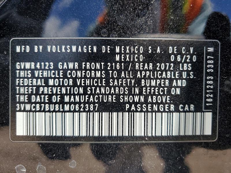 Aukcja sprzedaży 2020 Volkswagen Jetta, vin: 3VWCB7BU8LM062387, numer aukcji: 56957776