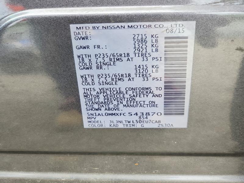 Продажа на аукционе авто 2015 Infiniti Qx60, vin: 5N1AL0MMXFC543870, номер лота: 56998446