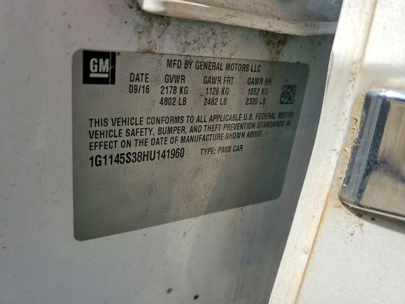 56406786 :رقم المزاد ، 1G1145S38HU141960 vin ، 2017 Chevrolet Impala مزاد بيع