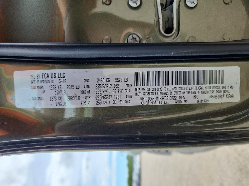 Aukcja sprzedaży 2019 Jeep Cherokee, vin: 1C4PJMLN8KD213722, numer aukcji: 58184146