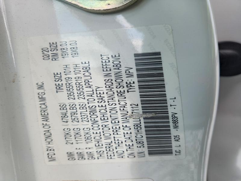 Aukcja sprzedaży 2020 Acura Rdx, vin: 5J8TC1H58LL017112, numer aukcji: 57909096