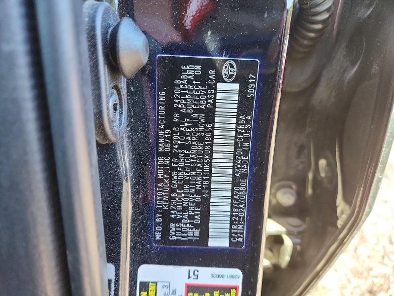 Aukcja sprzedaży 2019 Toyota Camry, vin: 4T1B11HK5KU818056, numer aukcji: 58290336