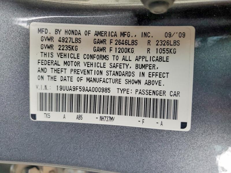 2010 Acura Tl მანქანა იყიდება აუქციონზე, vin: 19UUA9F59AA000985, აუქციონის ნომერი: 56085796