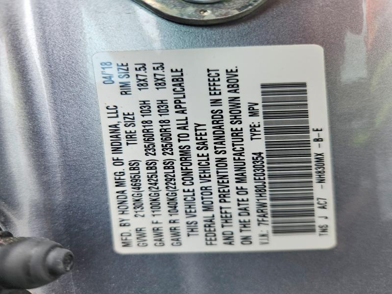 Продаж на аукціоні авто 2018 Honda Cr-v, vin: 7FARW1H80JE030354, номер лоту: 56144896