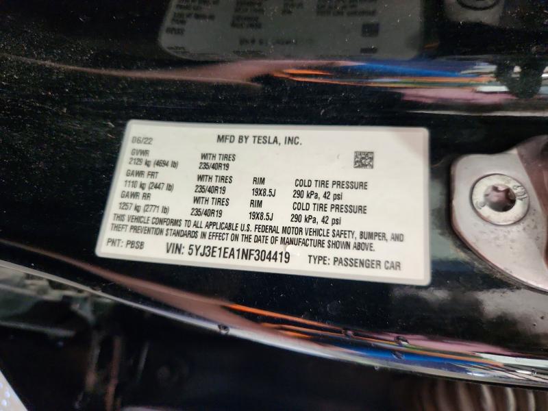 Продажа на аукционе авто 2022 Tesla Model 3, vin: 5YJ3E1EA1NF304419, номер лота: 58809386