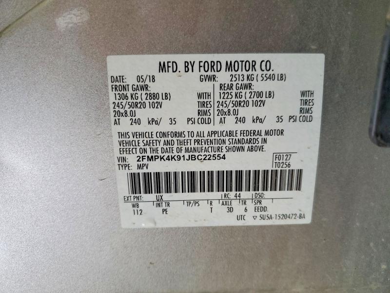 Aukcja sprzedaży 2018 Ford Edge, vin: 2FMPK4K91JBC22554, numer aukcji: 57878236