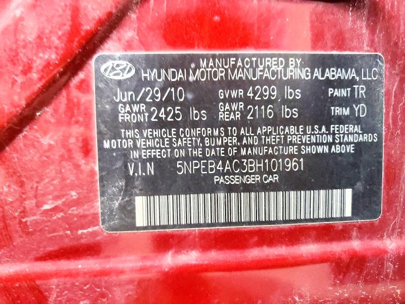 Aukcja sprzedaży 2011 Hyundai Sonata, vin: 5NPEB4AC3BH101961, numer aukcji: 55694176