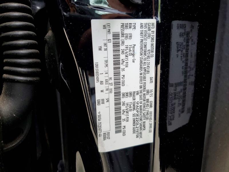 Aukcja sprzedaży 2016 Ford Focus, vin: 1FADP3E22GL219758, numer aukcji: 58904496
