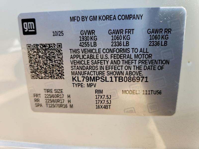 Продаж на аукціоні авто 2026 Chevrolet Trailblazer, vin: KL79MPSL1TB086971, номер лоту: 58107526