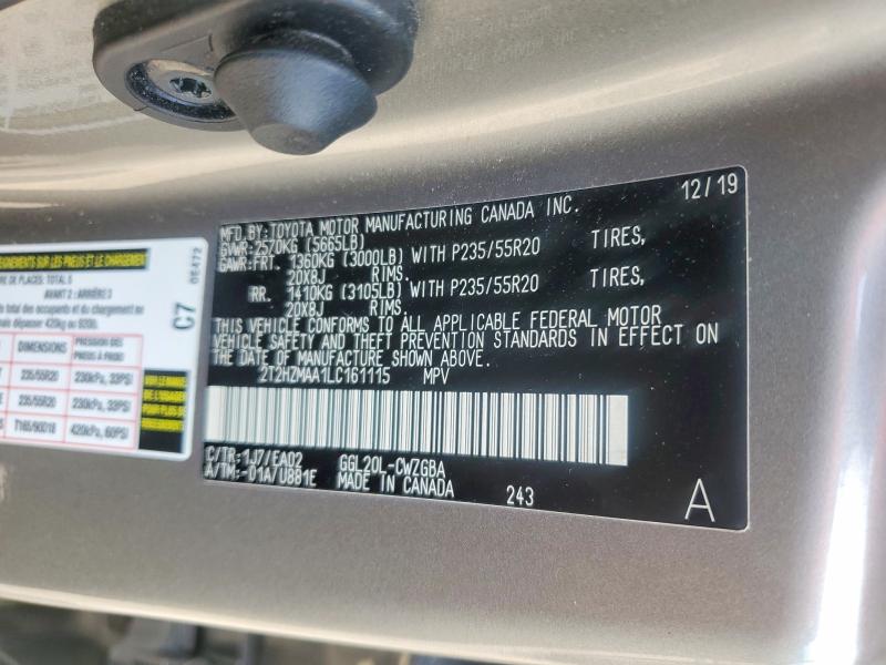 Продаж на аукціоні авто 2020 Lexus Rx, vin: 2T2HZMAA1LC161115, номер лоту: 58091046