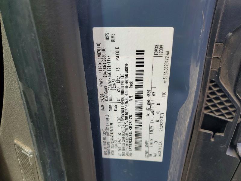 Aukcja sprzedaży 2020 Ford Transit, vin: 1FTBR3X84LKB28178, numer aukcji: 57961936