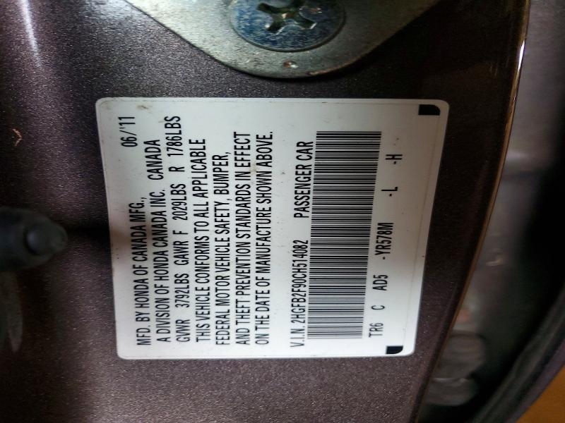 Aukcja sprzedaży 2012 Honda Civic, vin: 2HGFB2F90CH514082, numer aukcji: 58256166
