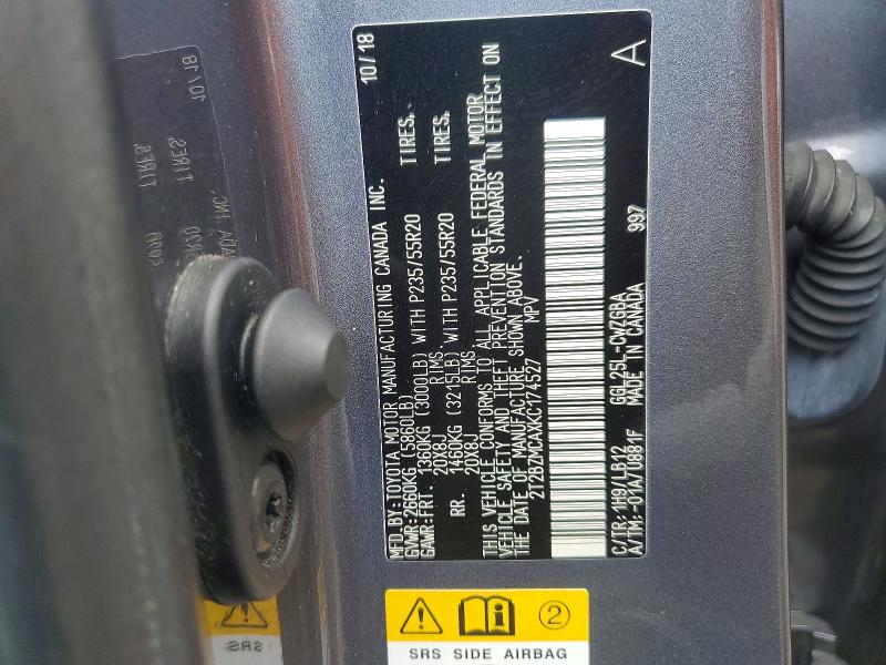 58259266 :رقم المزاد ، 2T2BZMCAXKC174527 vin ، 2019 Lexus Rx 350 مزاد بيع