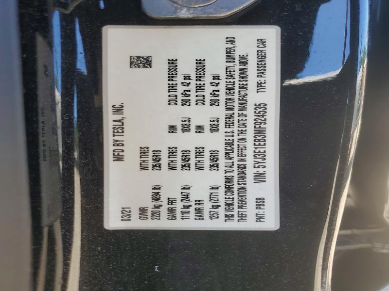 Продажа на аукционе авто 2021 Tesla Model 3, vin: 5YJ3E1EB3MF924535, номер лота: 54720176