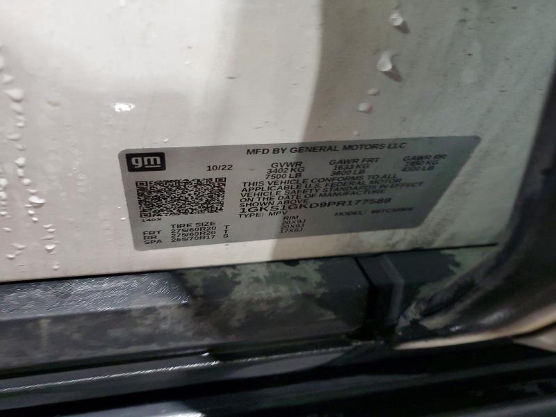 57476726 :رقم المزاد ، 1GKS1GKD9PR177588 vin ، 2023 Gmc Yukon Xl مزاد بيع