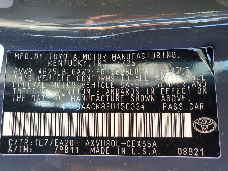 Aukcja sprzedaży 2025 Toyota Camry, vin: 4T1DAACK8SU150334, numer aukcji: 56687346