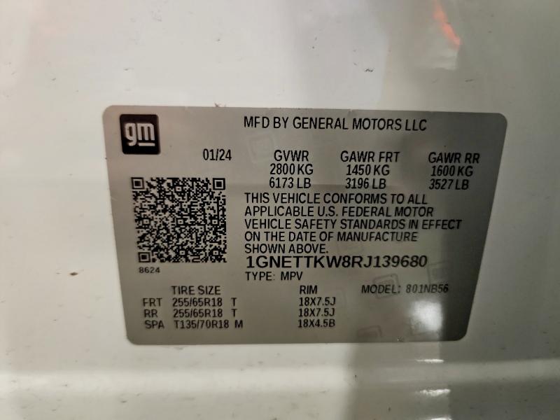 Auction sale of the 2024 Chevrolet Traverse Limited, vin: 1GNETTKW8RJ139680, lot number: 55838356
