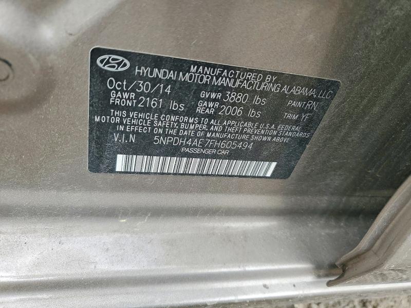 Aukcja sprzedaży 2015 Hyundai Elantra, vin: 5NPDH4AE7FH605494, numer aukcji: 55896656