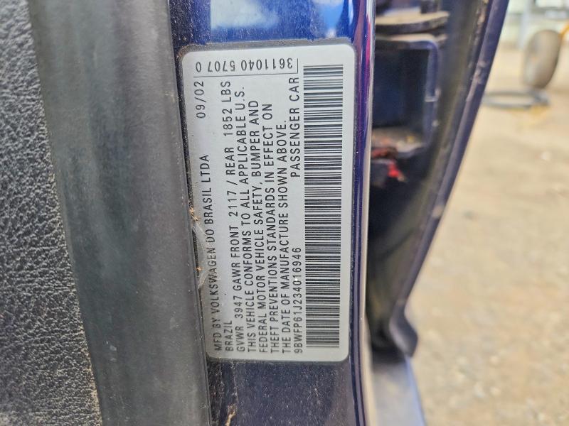 2003 Volkswagen Golf მანქანა იყიდება აუქციონზე, vin: 9BWFP61J234016946, აუქციონის ნომერი: 56312036