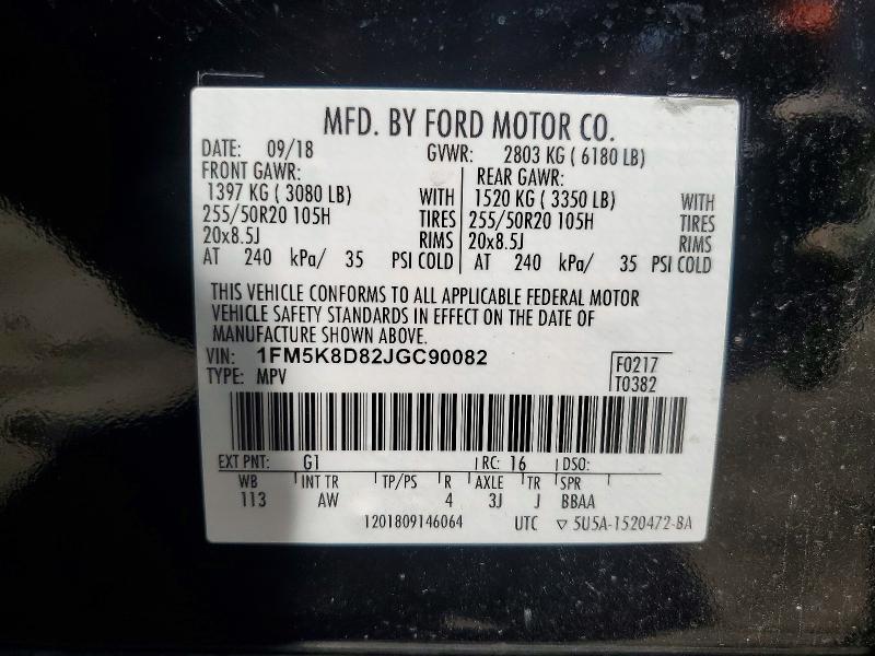 Aukcja sprzedaży 2018 Ford Explorer, vin: 1FM5K8D82JGC90082, numer aukcji: 58607706