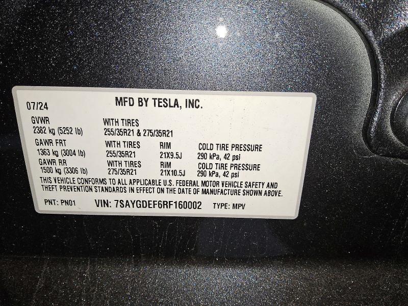 Продажа на аукционе авто 2024 Tesla Model Y, vin: 7SAYGDEF6RF160002, номер лота: 56828786