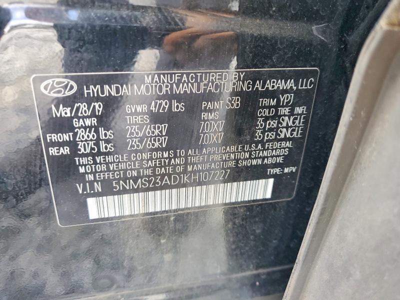 Продажа на аукционе авто 2019 Hyundai Santa Fe, vin: 5NMS23AD1KH107227, номер лота: 55587016