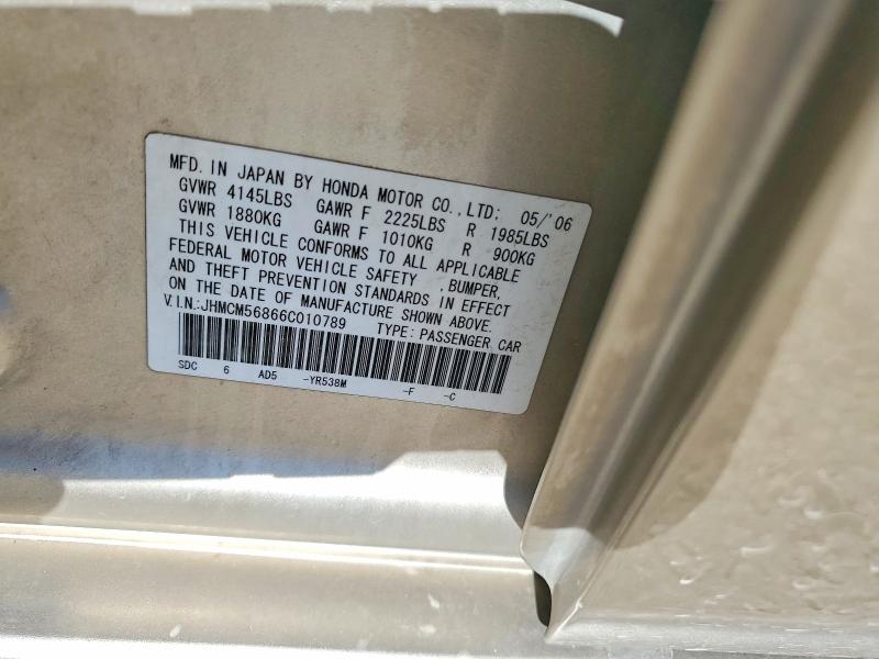 56719516 :رقم المزاد ، JHMCM56866C010789 vin ، 2006 Honda Accord مزاد بيع