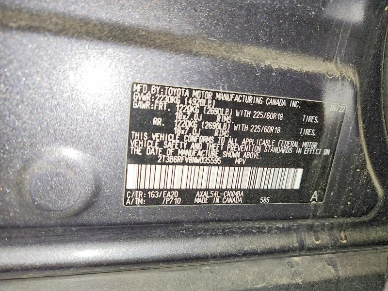 Auction sale of the 2022 Toyota Rav4, vin: 2T3B6RFV8NW035595, lot number: 85975875