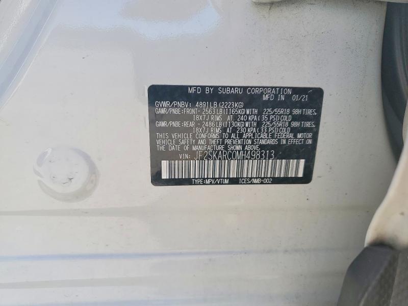 Aukcja sprzedaży 2021 Subaru Forester, vin: JF2SKARC0MH498313, numer aukcji: 57948136