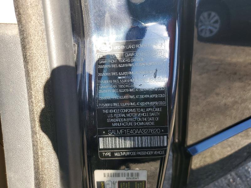 2010 Land Rover Range Rover მანქანა იყიდება აუქციონზე, vin: SALMF1E40AA327620, აუქციონის ნომერი: 59106306