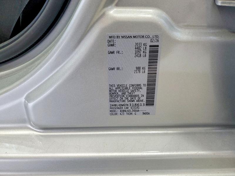 58701186 :رقم المزاد ، 1N4BL4DW6TN318613 vin ، 2026 Nissan Altima مزاد بيع