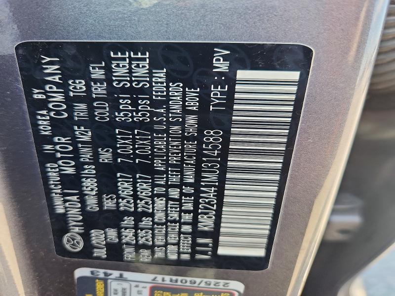 Продаж на аукціоні авто 2021 Hyundai Tucson, vin: KM8J23A41MU314588, номер лоту: 58948576