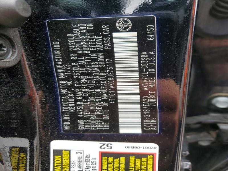 Aukcja sprzedaży 2024 Toyota Camry, vin: 4T1G11AK0RU876117, numer aukcji: 57766336