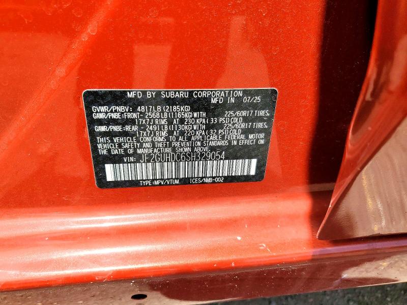 56652146 :رقم المزاد ، JF2GUHDC6SH329054 vin ، 2025 Subaru Crosstrek مزاد بيع