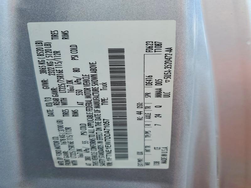 57639636 :رقم المزاد ، 1FTNE1EW7DDA71057 vin ، 2013 Ford Econoline مزاد بيع