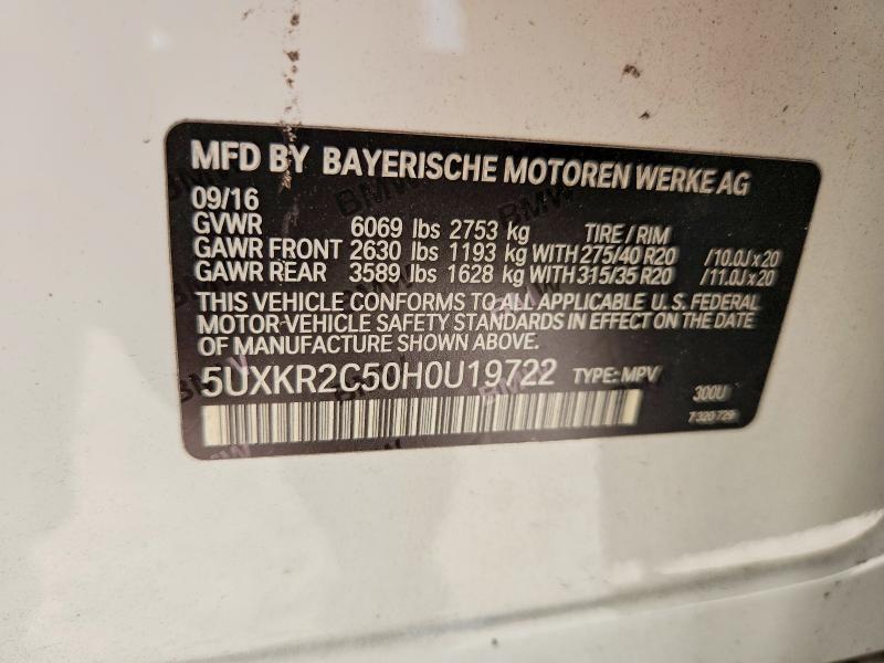 Aukcja sprzedaży 2017 Bmw X5, vin: 5UXKR2C50H0U19722, numer aukcji: 56540006