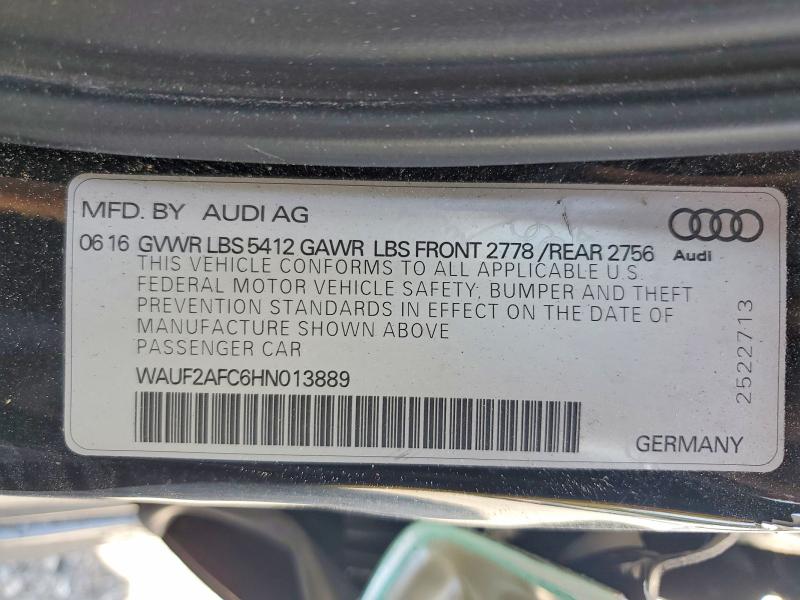 2017 Audi A6 მანქანა იყიდება აუქციონზე, vin: WAUF2AFC6HN013889, აუქციონის ნომერი: 55772776