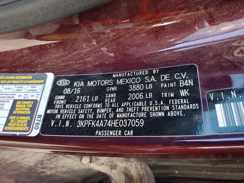 Продаж на аукціоні авто 2017 Kia Forte, vin: 3KPFK4A74HE037059, номер лоту: 56979256