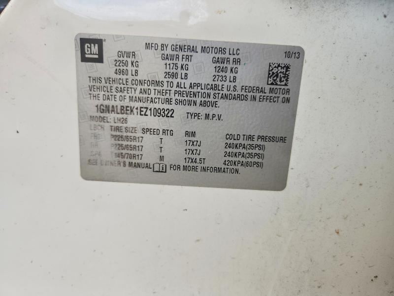 Продажа на аукционе авто 2014 Chevrolet Equinox, vin: 1GNALBEK1EZ109322, номер лота: 55414436