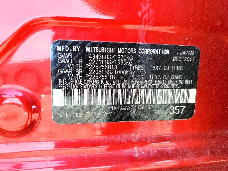 57300056 :رقم المزاد ، JA4AP3AW3JZ036132 vin ، 2018 Mitsubishi Outlander Sport مزاد بيع