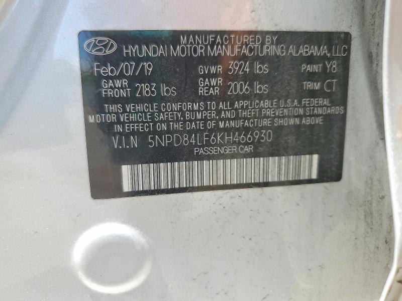 57358686 :رقم المزاد ، 5NPD84LF6KH466930 vin ، 2019 Hyundai Elantra مزاد بيع