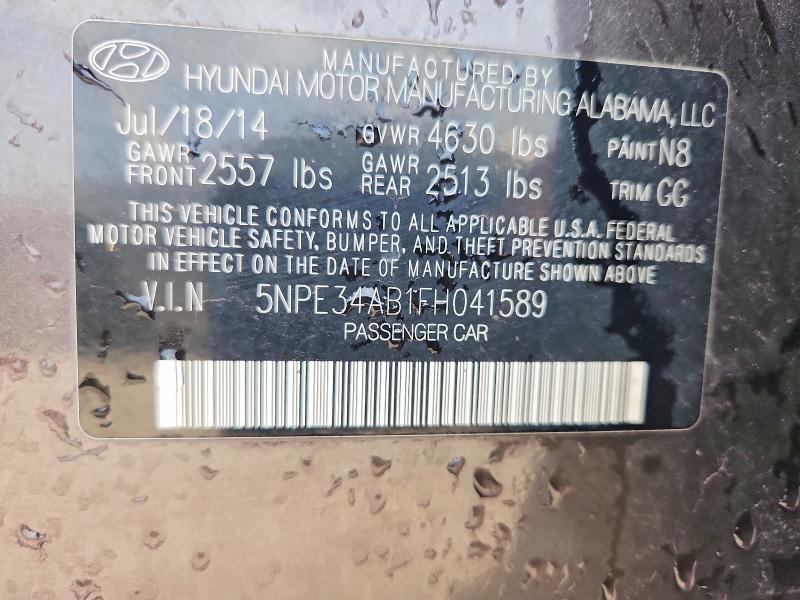 2015 Hyundai Sonata მანქანა იყიდება აუქციონზე, vin: 5NPE34AB1FH041589, აუქციონის ნომერი: 59154676