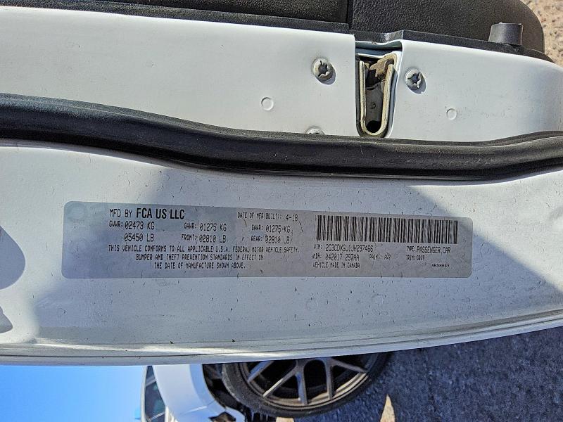 55813156 :رقم المزاد ، 2C3CDXGJ1JH297466 vin ، 2018 Dodge Charger مزاد بيع