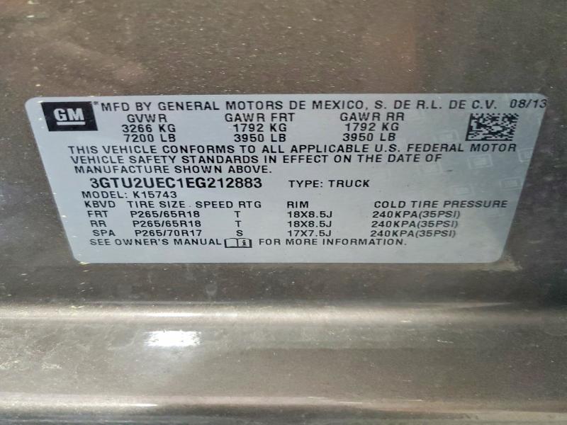 57489806 :رقم المزاد ، 3GTU2UEC1EG212883 vin ، 2014 Gmc Sierra مزاد بيع