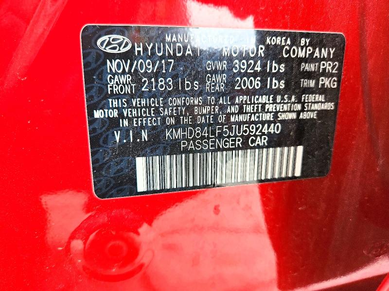 58274296 :رقم المزاد ، KMHD84LF5JU592440 vin ، 2018 Hyundai Elantra مزاد بيع