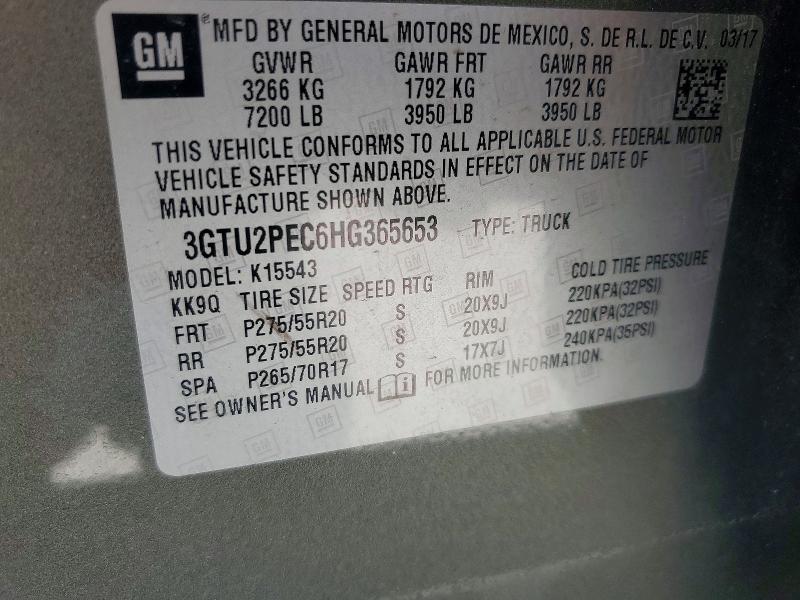 Продажа на аукционе авто 2017 Gmc Sierra, vin: 3GTU2PEC6HG365653, номер лота: 56173196