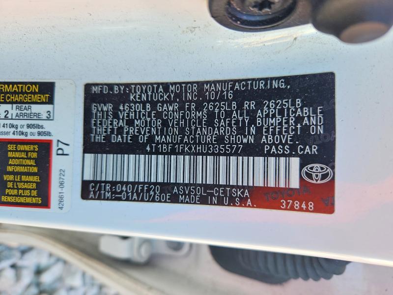 Продажа на аукционе авто 2017 Toyota Camry, vin: 4T1BF1FKXHU335577, номер лота: 58561356