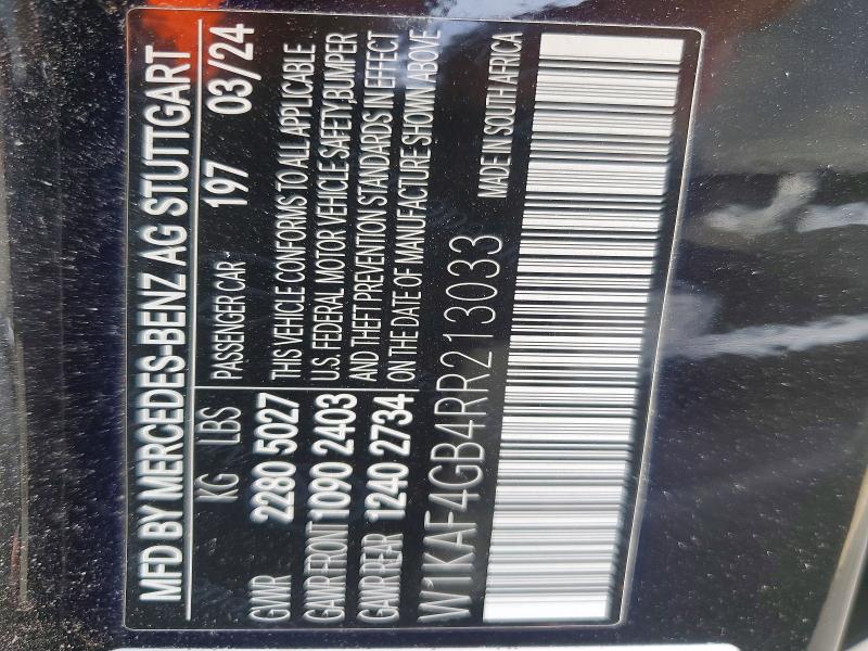 Aukcja sprzedaży 2024 Mercedes-benz C, vin: W1KAF4GB4RR213033, numer aukcji: 55627006