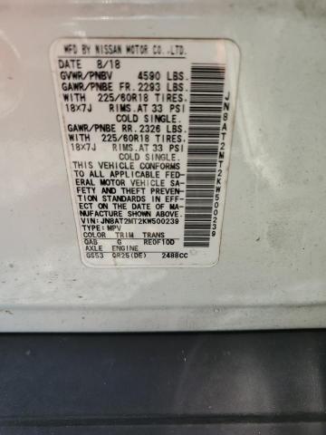 Продажа на аукционе авто 2019 Nissan Rogue, vin: JN8AT2MT2KW500239, номер лота: 57058386